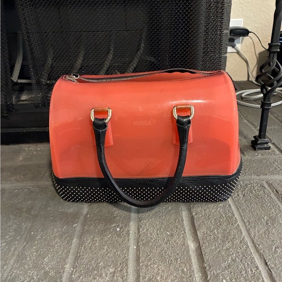 Furla Handbags - Furla Coral Dome Satchel with Black Studded Base